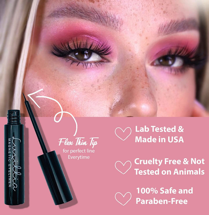 (2 Pack) Black Magnetic Eyeliner for Magnetic Eyelashes, Upgraded Strongest Hold, Most Natural Look, Waterproof, Smudge Proof Liquid Liner, Works Perfectly with All Magnetic Eye Lashes