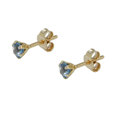 earrings synthetic aqua 4mm 9k gold - BeautyMax Elite