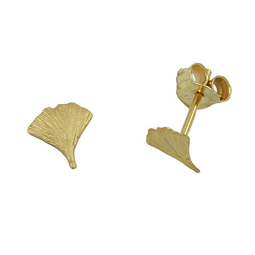 stud earrings ginkgo leaf 7mm 9k gold - BeautyMax Elite