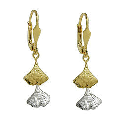 leverback earrings ginkgo leaf 9k gold - BeautyMax Elite