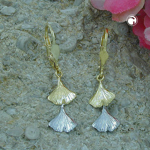 leverback earrings ginkgo leaf 9k gold - BeautyMax Elite