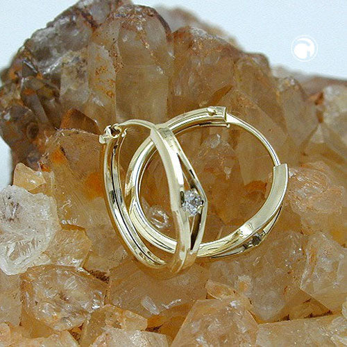 hoop earrings with zirconias 9k gold - BeautyMax Elite