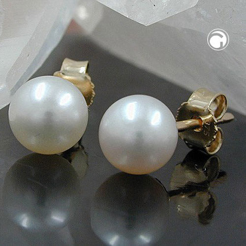 earrings pearl 6mm 9k gold - BeautyMax Elite