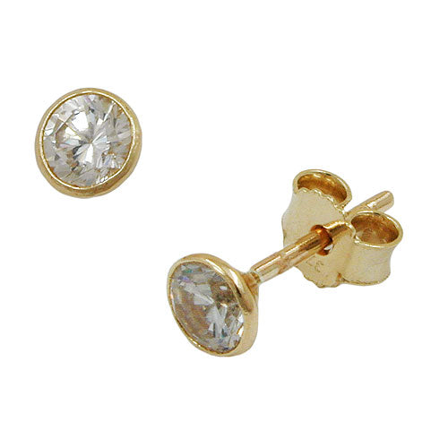earrings zirconia 4mm 9k gold - BeautyMax Elite