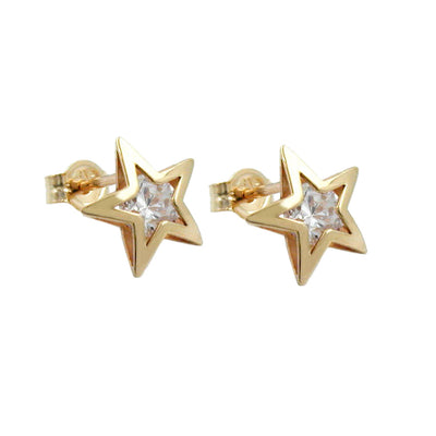 earrings star cubic zirconia 9k gold - BeautyMax Elite