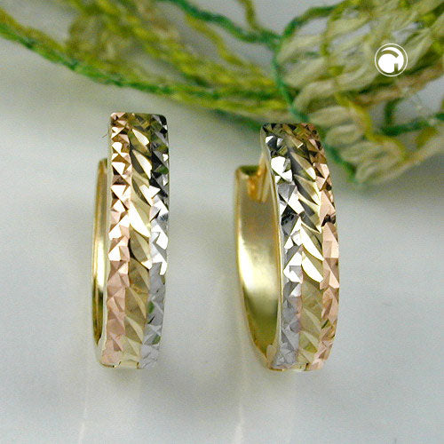 hoop earrings diamond cut 9k gold - BeautyMax Elite