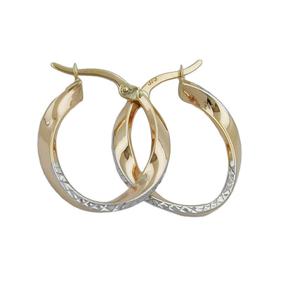 hoop earrings diamond cut 9k gold - BeautyMax Elite
