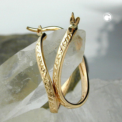 hoop earrings twisted diamond cut 9k gold - BeautyMax Elite