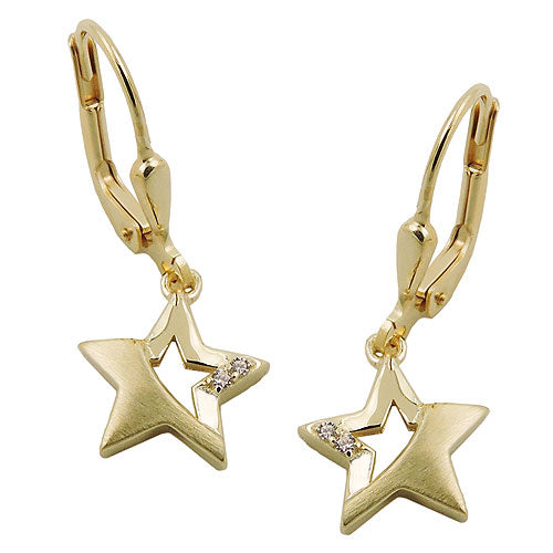 leverback earrings zirconia 9k gold - BeautyMax Elite