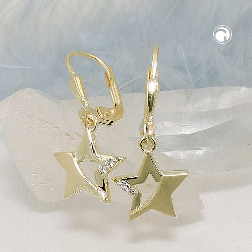leverback earrings zirconia 9k gold - BeautyMax Elite