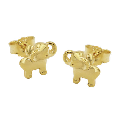 stud earring small elephant 9k gold - BeautyMax Elite