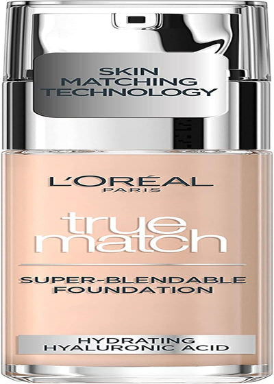 Paris True Match Liquid Foundation, Skincare Infused with Hyaluronic Acid, SPF 17, Available in 40 Shades, 0.5C Porcelain Rose, 30 Ml