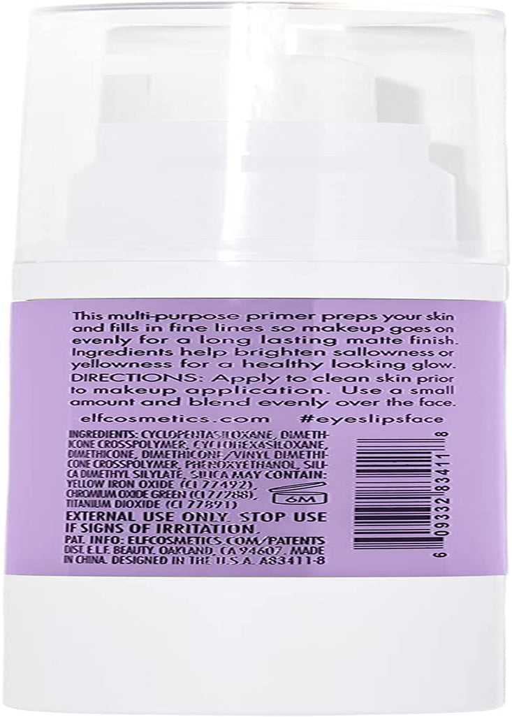 e.l.f. Brightening Lavender Face Primer, Small Bottle, 0.47 Fl. Oz.
