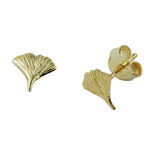 stud earrings ginkgo leaf 9k gold - BeautyMax Elite