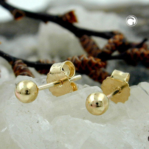 stud earrings balls 3mm 9k gold - BeautyMax Elite