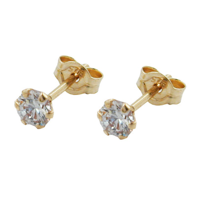 stud earrings zirconia 3mm 9k gold - BeautyMax Elite