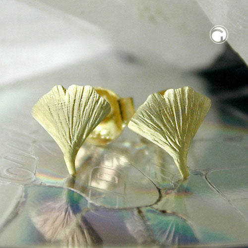 stud earrings ginkgo leaf 7mm 9k gold - BeautyMax Elite