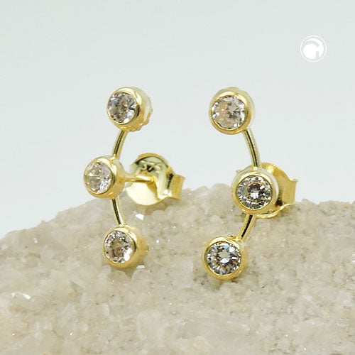 earrings 3 zirconias 8k gold - BeautyMax Elite