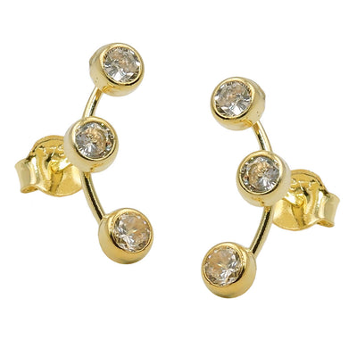 earrings 3 zirconias 8k gold - BeautyMax Elite