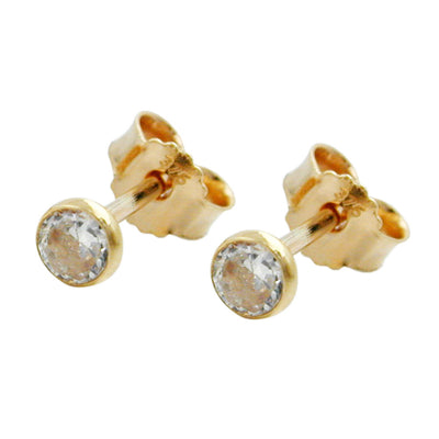 stud earrings small cubic zirconia 9k gold - BeautyMax Elite