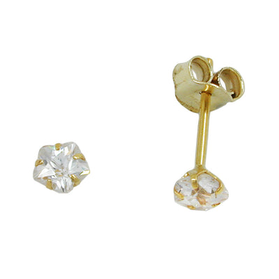 earrings zirconia flower 9k gold - BeautyMax Elite