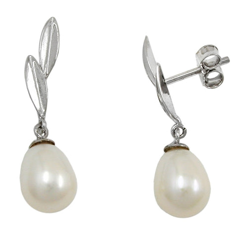 earrings pearl 9k white gold - BeautyMax Elite