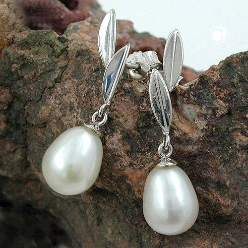 earrings pearl 9k white gold - BeautyMax Elite