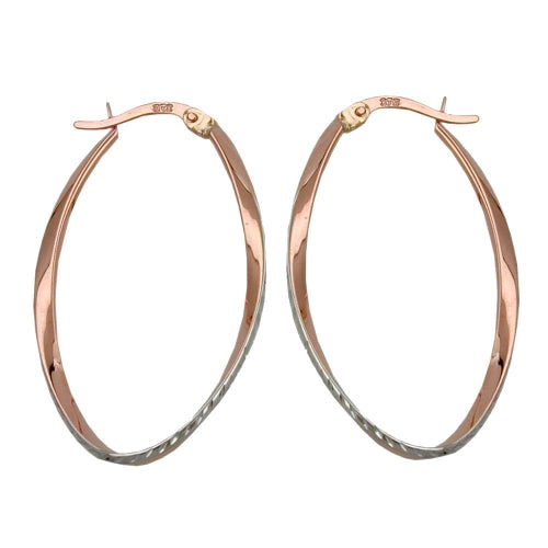 hoop earrings oval twisted 9k redgold - BeautyMax Elite