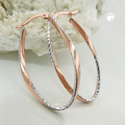 hoop earrings oval twisted 9k redgold - BeautyMax Elite