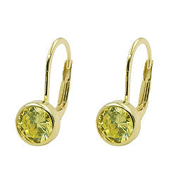 leverback earrings green cz 9k gold - BeautyMax Elite