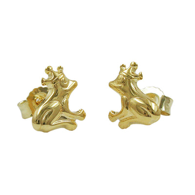 stud earrings frog with crown 9k gold - BeautyMax Elite