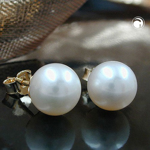 earrings pearl 8mm 9k gold - BeautyMax Elite