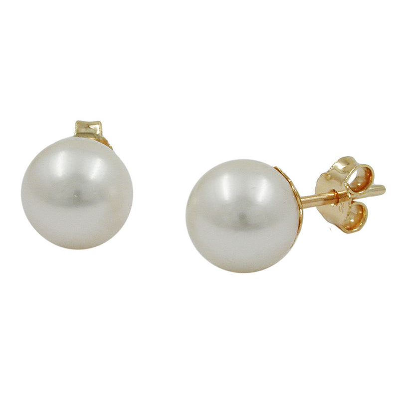 earrings pearl 8mm 9k gold - BeautyMax Elite