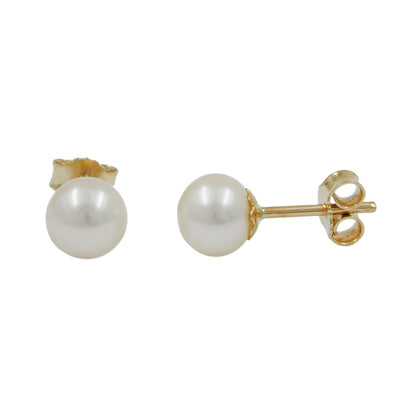 earrings pearl 6mm 9k gold - BeautyMax Elite