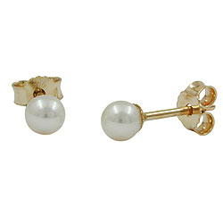 earrings pearl 3mm 9k gold - BeautyMax Elite