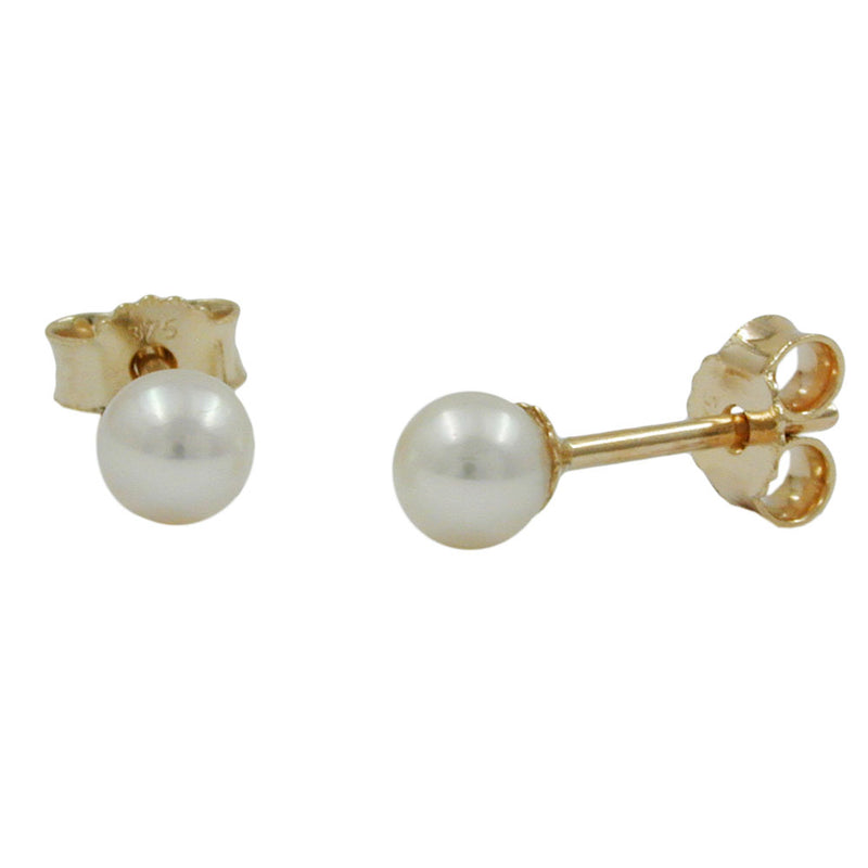 earrings pearl 3mm 9k gold - BeautyMax Elite