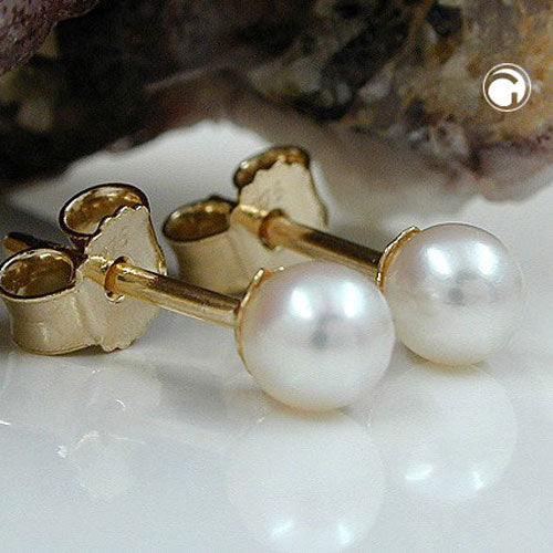 earrings pearl 4mm 9k gold - BeautyMax Elite