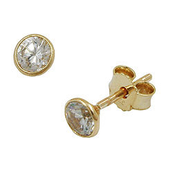 earrings zirconia 4mm 9k gold - BeautyMax Elite