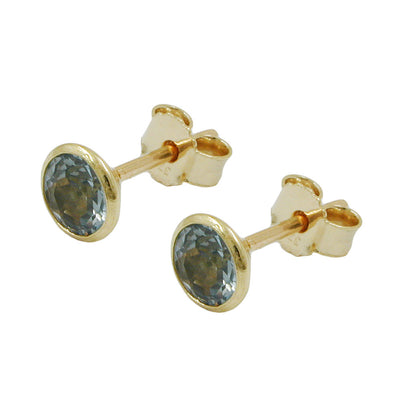 earrings aquamarin 5mm 9k gold - BeautyMax Elite