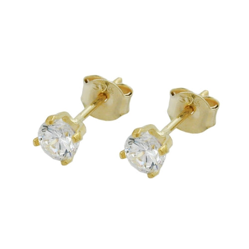 earrings zirconia 4mm 9k gold - BeautyMax Elite