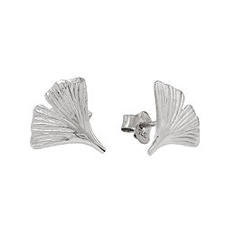 earrings ginkgo leaf 9k white gold - BeautyMax Elite