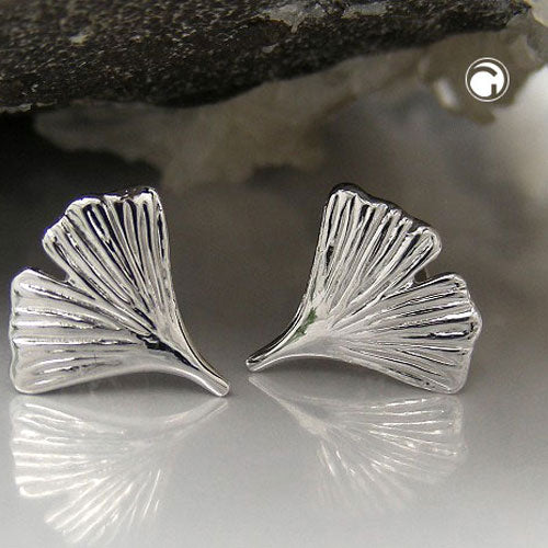 earrings ginkgo leaf 9k white gold - BeautyMax Elite