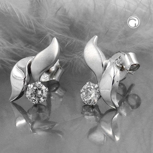 earrings zirconia 9k white gold - BeautyMax Elite