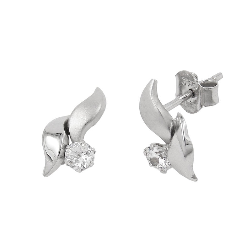 earrings zirconia 9k white gold - BeautyMax Elite
