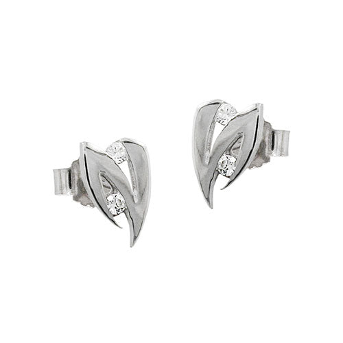 earrings 8mm zirconia 14k white gold - BeautyMax Elite