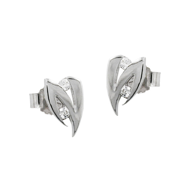 earrings 8mm zirconia 14k white gold - BeautyMax Elite