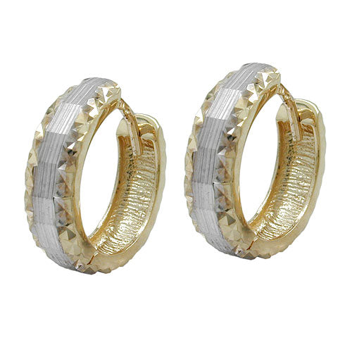 earrings hoop two tone 14x4mm 9k gold - BeautyMax Elite