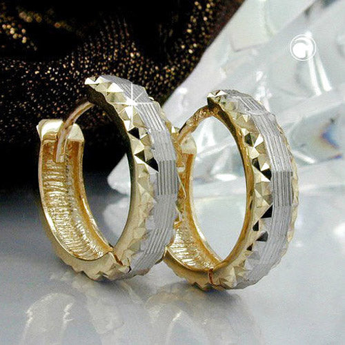 earrings hoop two tone 14x4mm 9k gold - BeautyMax Elite