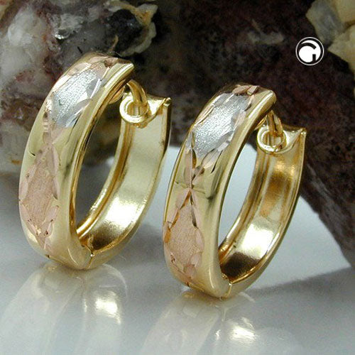hoop earrings 12mm three colours 9k gold - BeautyMax Elite