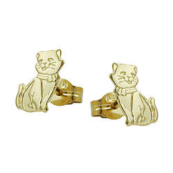 stud earrings cats partly matte-finished 8k gold - BeautyMax Elite